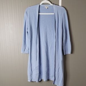 Talbots Light Blue Long Cardigan Open Front Size Medium M